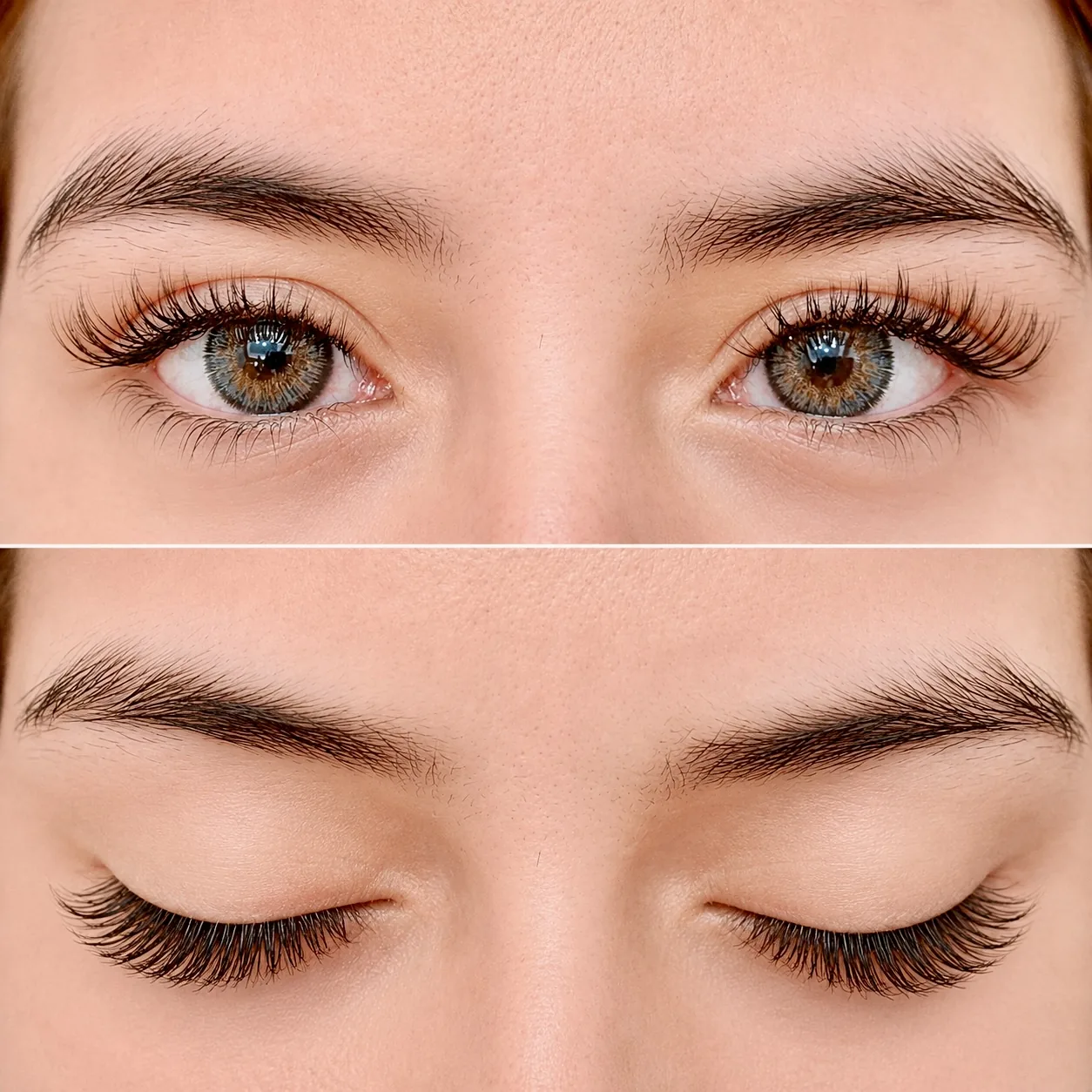 Cat Eye lash extensions before and after, eyes open and closed, AyuriNails Beauty Lounge Makati